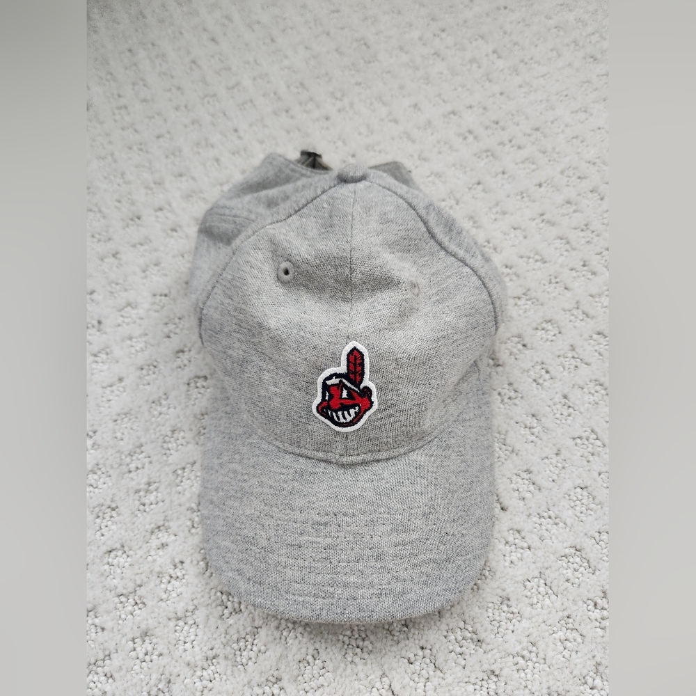 Vintage New Era Cleveland Indians Chief Wahoo Grey Baseball‎ Cap Hat